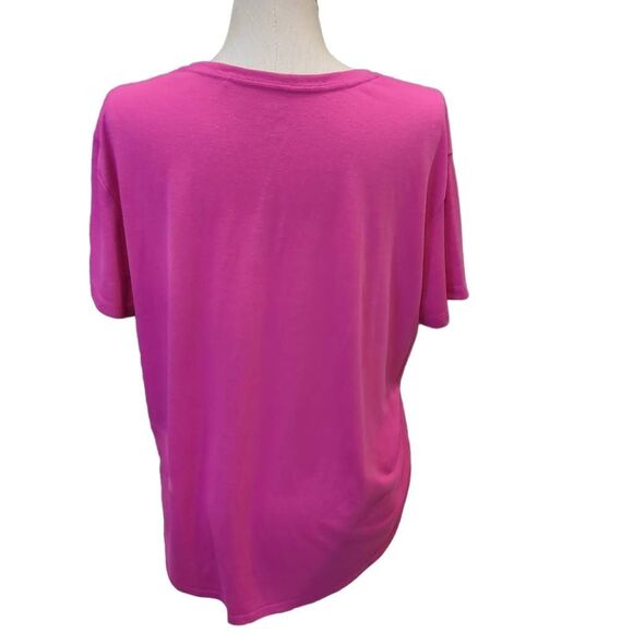 The Gap Women's Size XXL V-Neck Linen Blend Tee Shirt Solid Pink Summer Casual - Picture 4 of 7